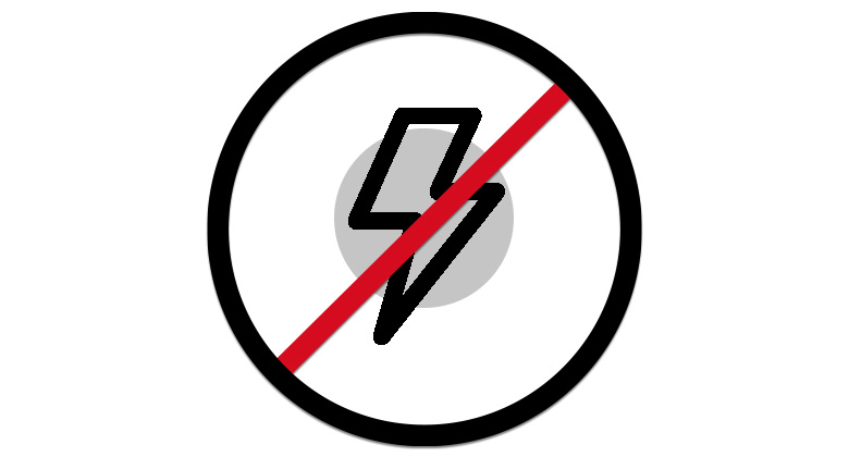 icon of a lightning, crossed out