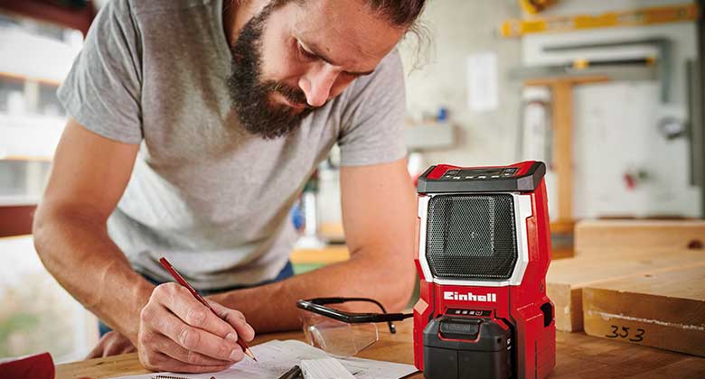 man with a cordless radio